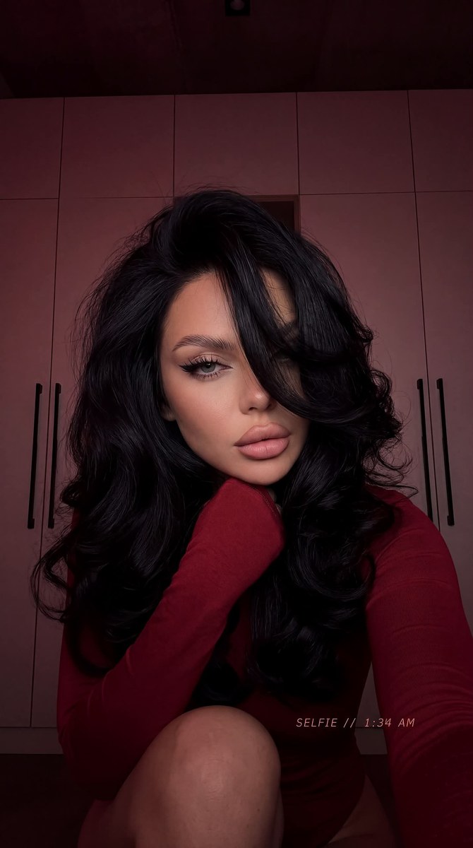 Dark Red-Lit Selfie Portrait