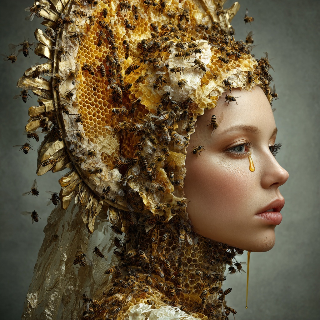 High-Fashion Honeycomb Headdress Portrait
