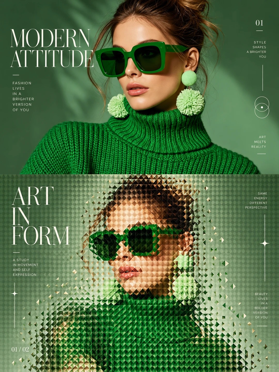 Optical Art Crystal-Facet Diptych Poster output 4