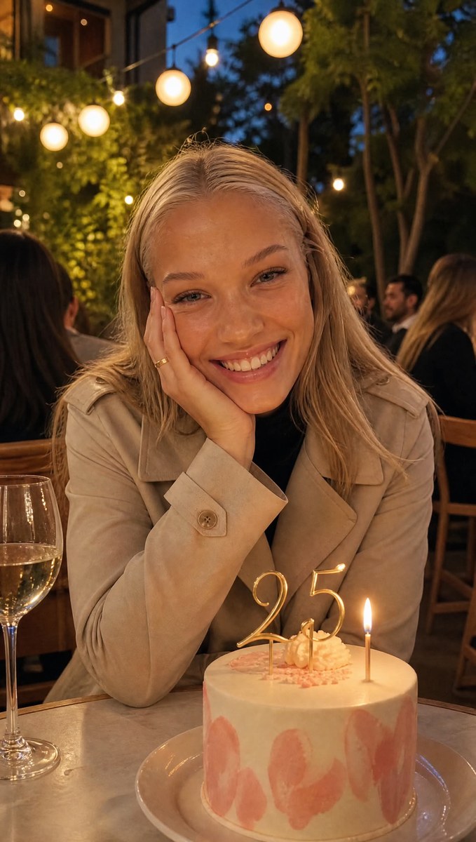 Candid Birthday Portrait at a Restaurant Terrace