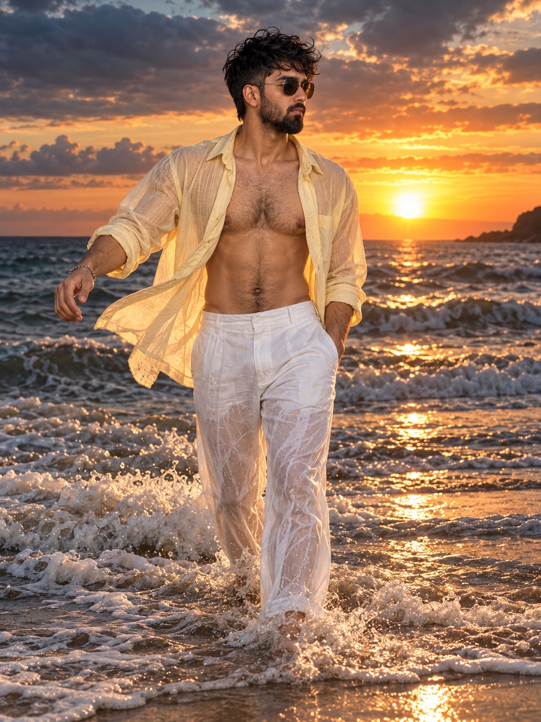 Cinematic Sunset Beach Portrait of a Man