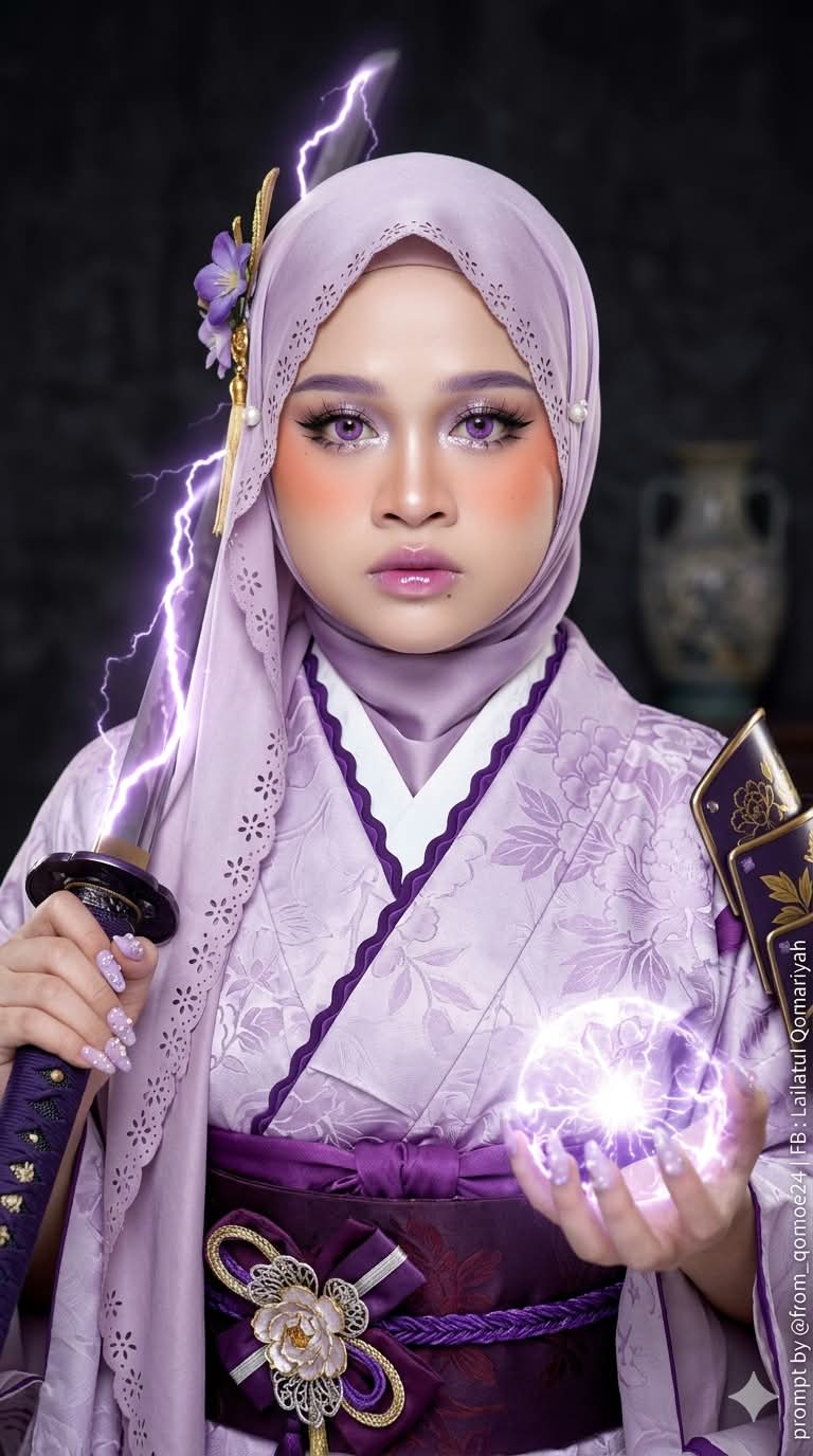 Purple Lightning Samurai Portrait output 2