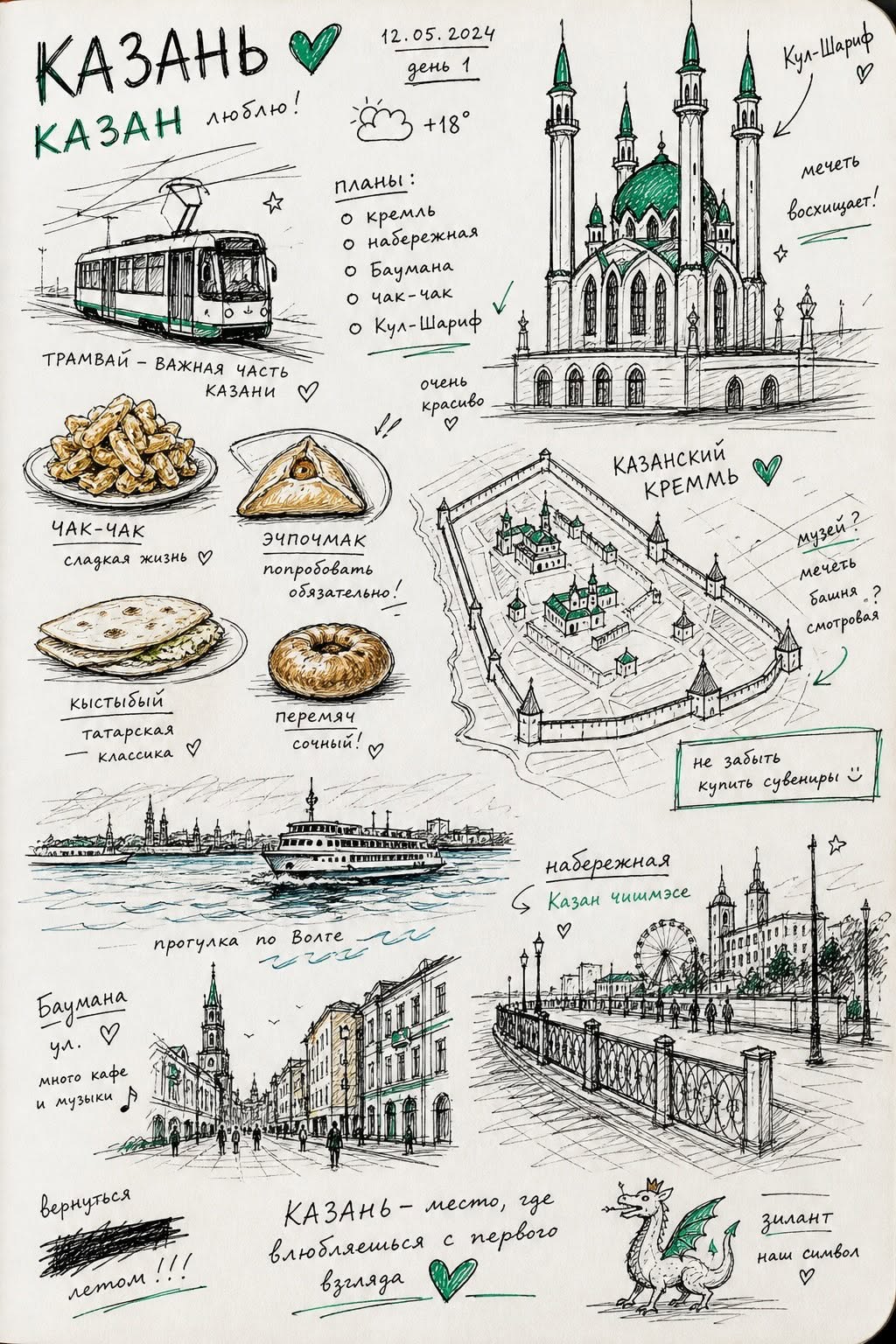 Kazan Travel Journal Sketch output 2