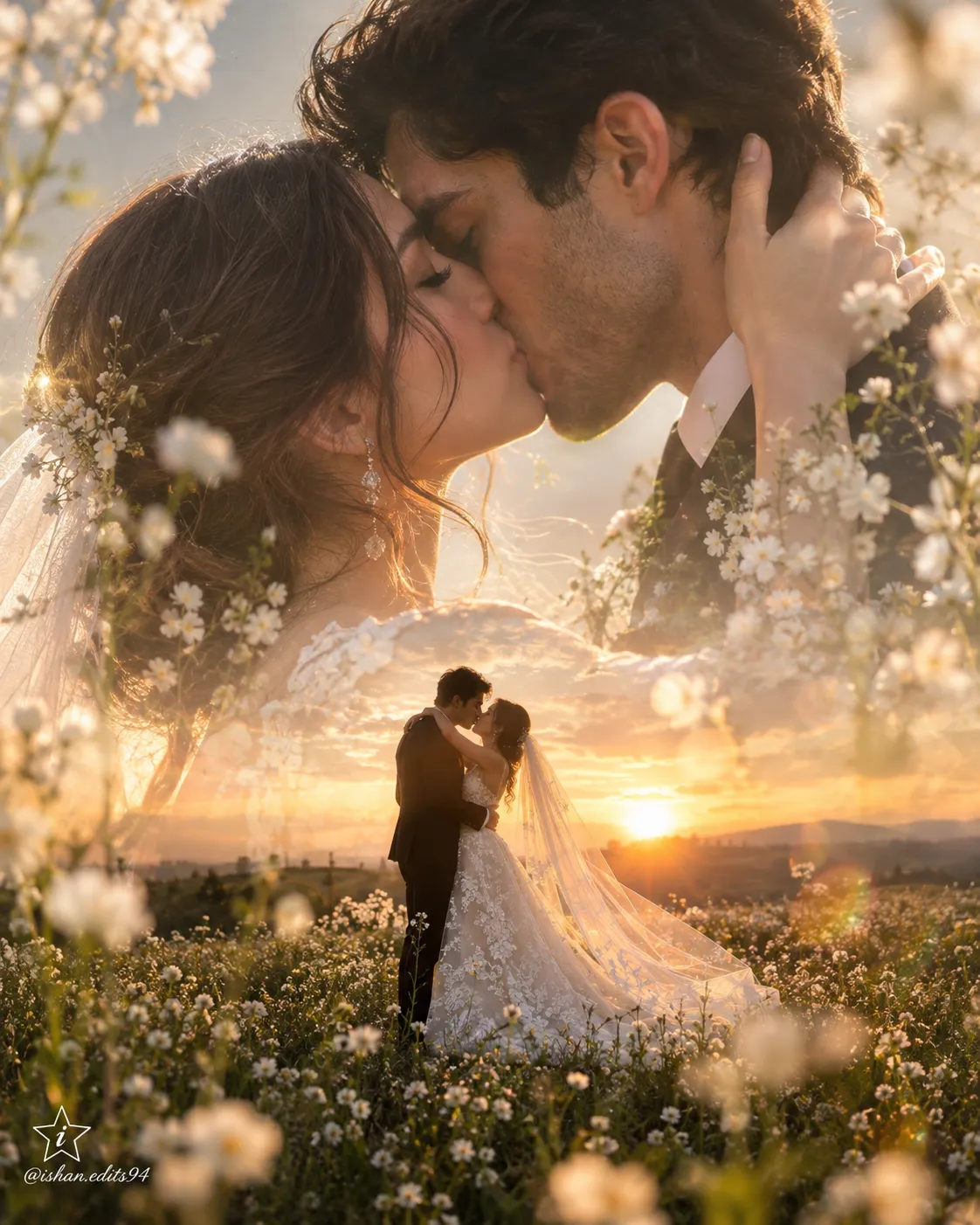Dreamy Double-Exposure Wedding Portrait
