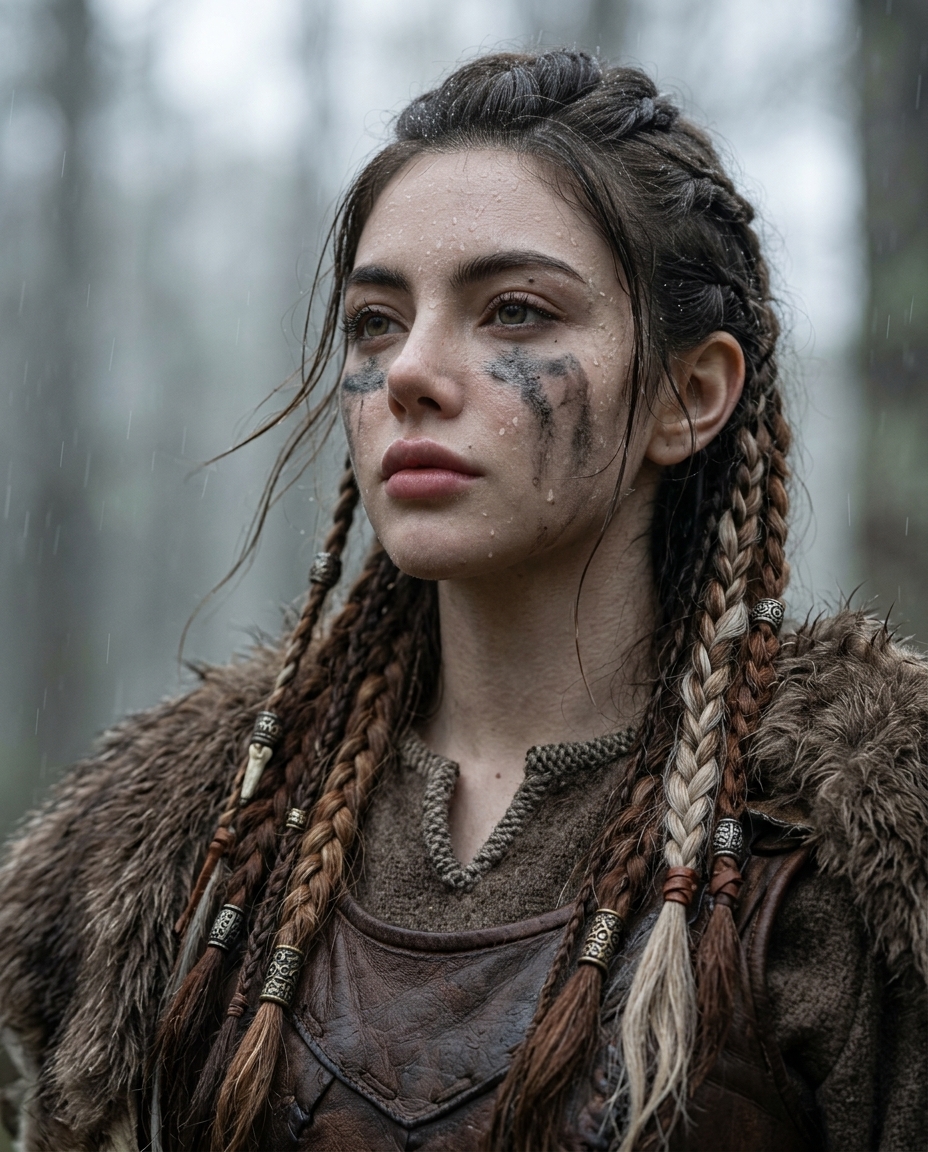 Photorealistic Nordic Shieldmaiden Editorial Portrait output 7