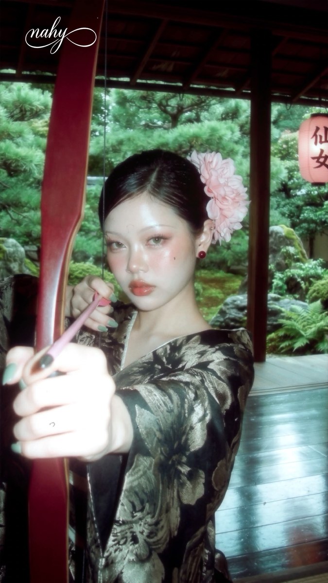 Cinematic Kimono Archer in a Japanese Pavilion output 2