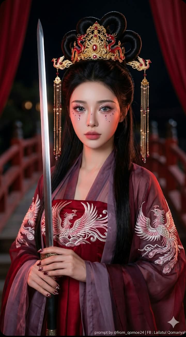 Burgundy Breeze: Hanfu Portrait