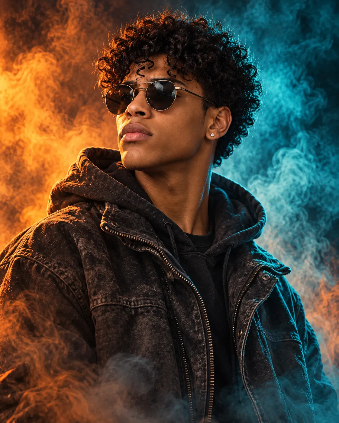 Orange-and-Teal Cinematic Identity Portrait