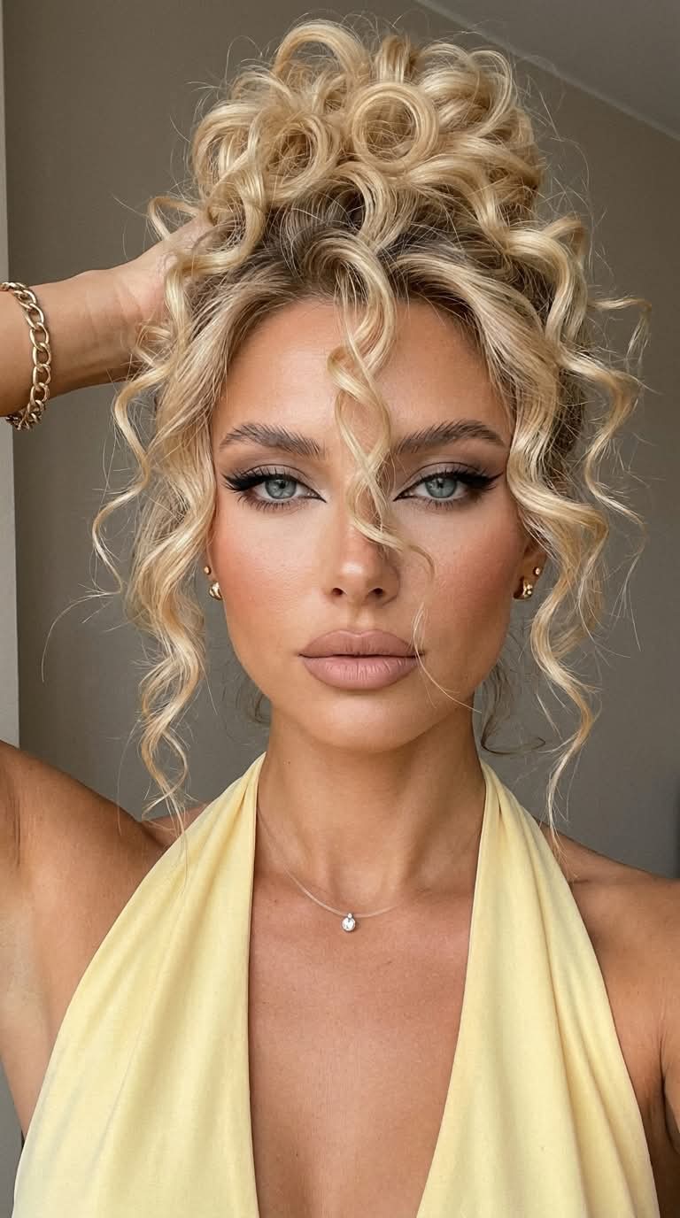 Close-Up Beauty Selfie with a Curly Updo output 3