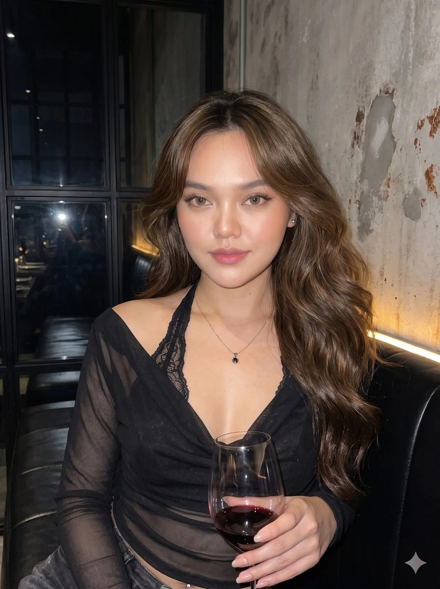 Direct-Flash Nightlife Portrait in a Dark Restaurant output 7