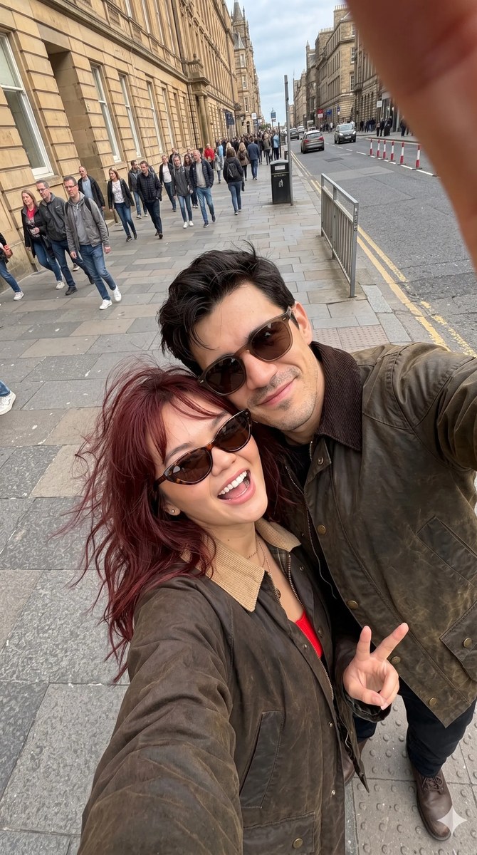 Windswept Couple Selfie in Historic Edinburgh output 6