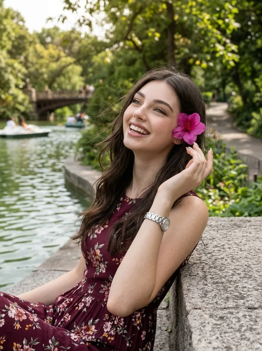 Lakeside Portrait with a Pink Flower output 3