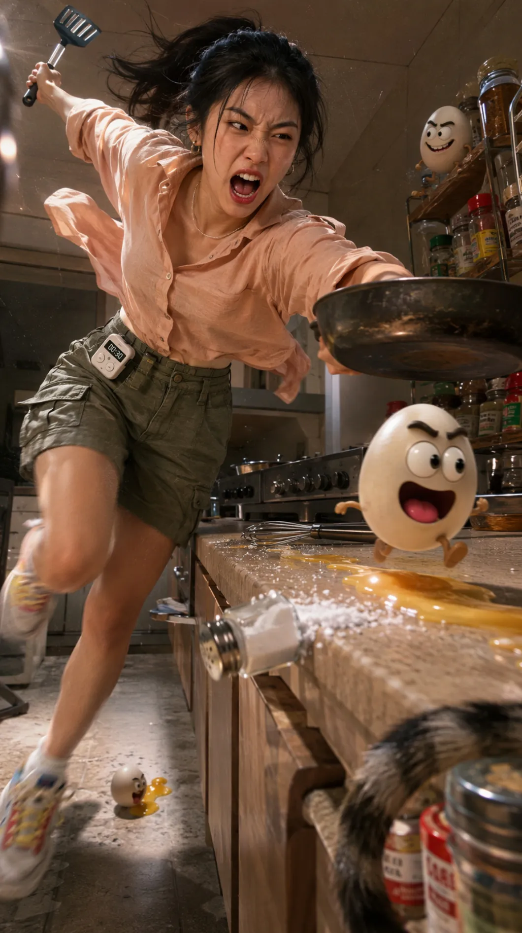 Runaway Cartoon Egg Kitchen Chase