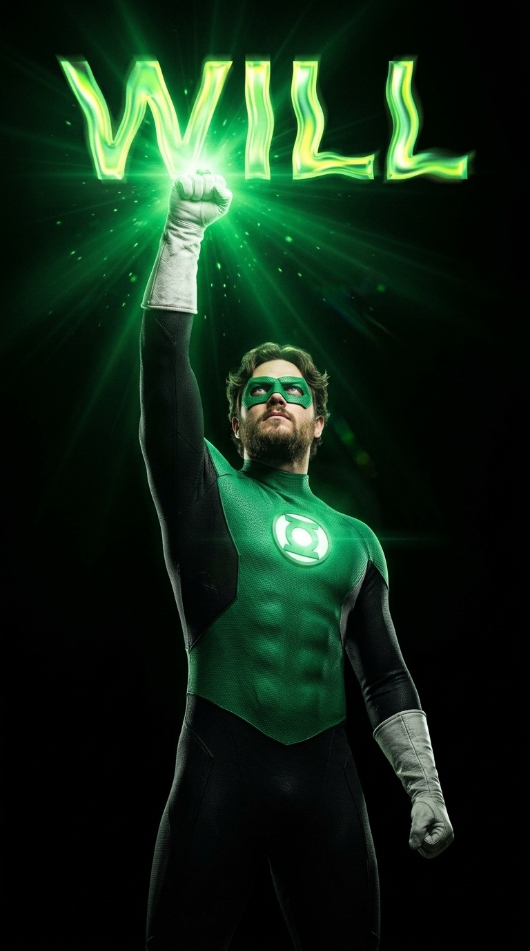 Photorealistic Green Lantern Hero Portrait