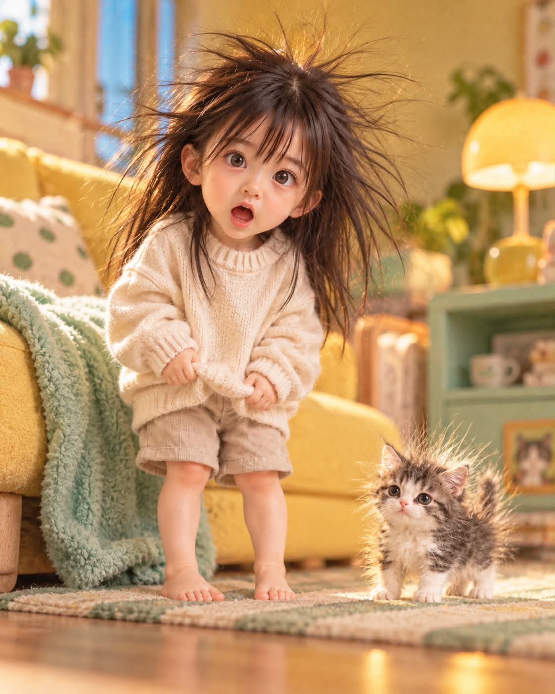 Static-Charged Miniature Doll Scene