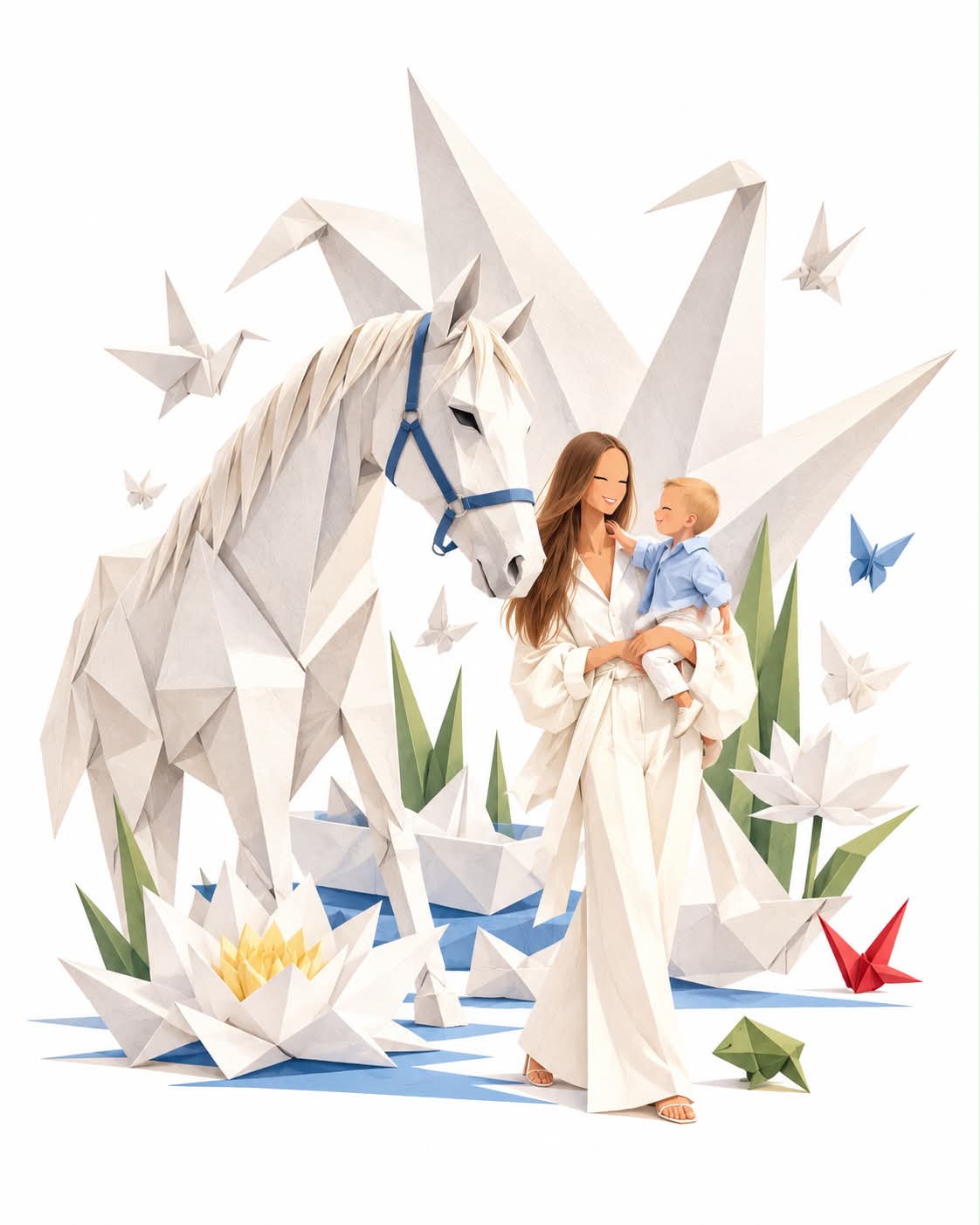 Surreal Origami Fashion Illustration output 4