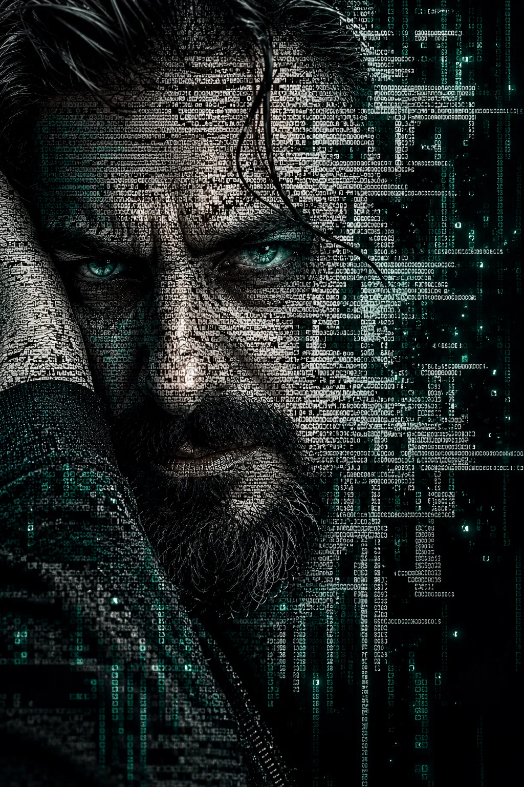 Cyberpunk Digital-Code Portrait