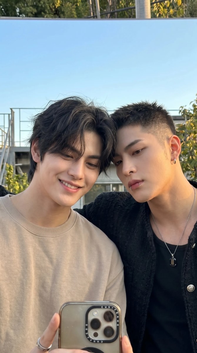 Golden-Hour Mirror Selfie of Two Young Men output 4