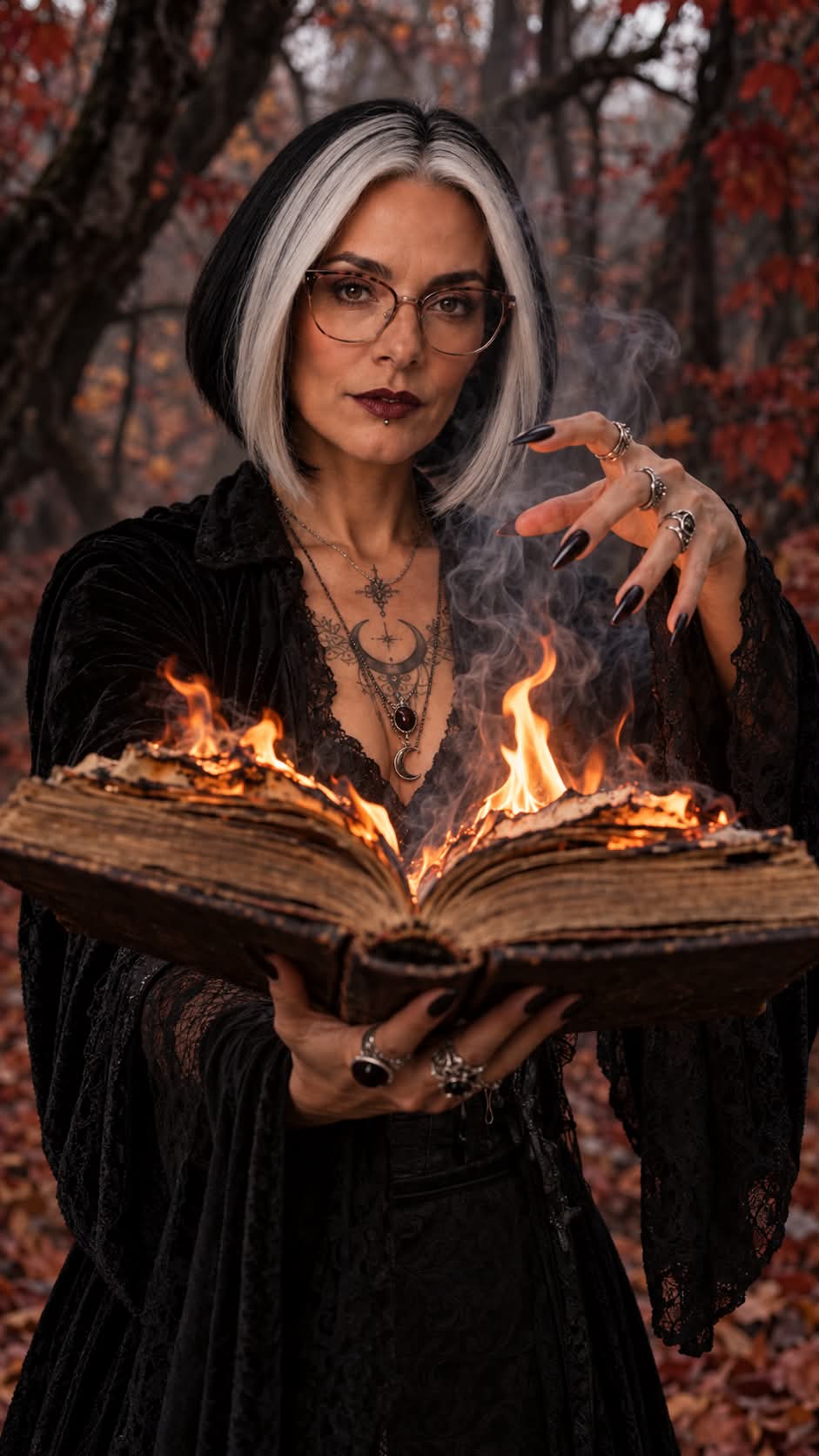 Cinematic Gothic Witch with a Burning Book output 2