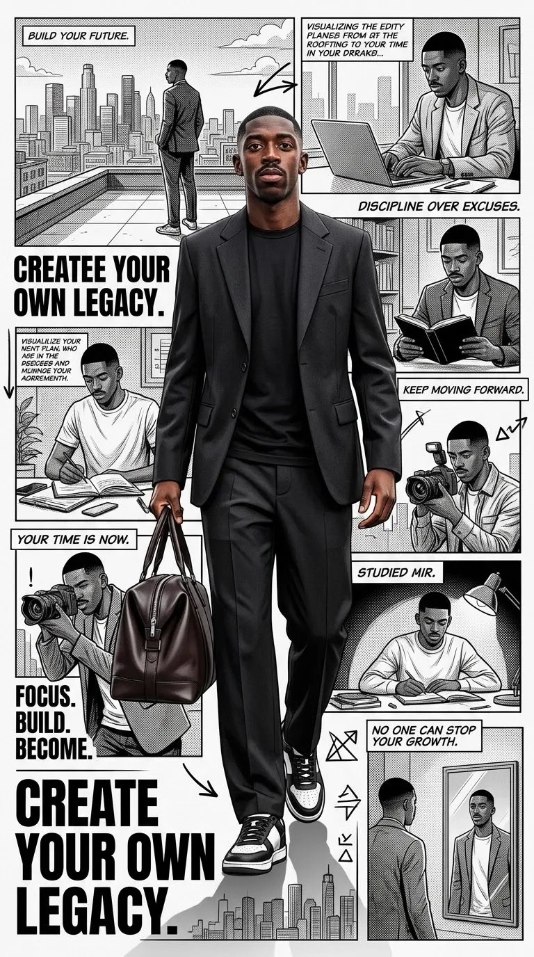 Luxury Motivational Fashion Poster with Comic Collage output 1
