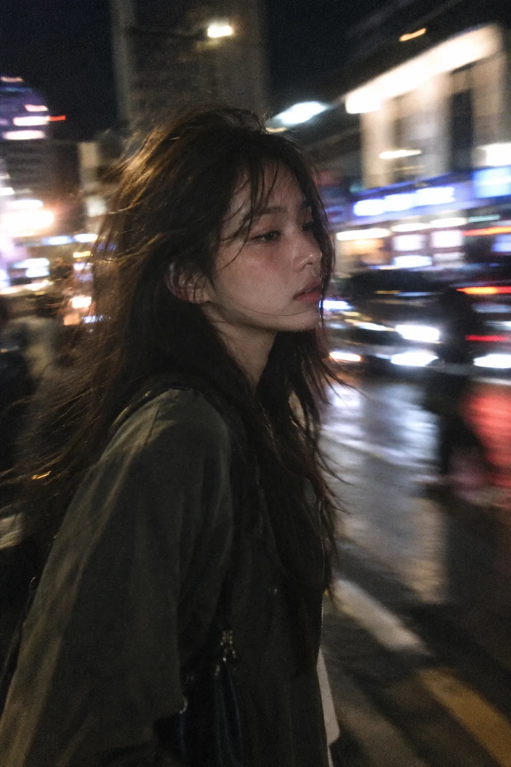 Candid Night Street Portrait with Film Grain output 3