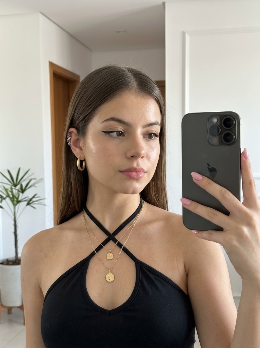 Chic Minimalist Mirror Selfie