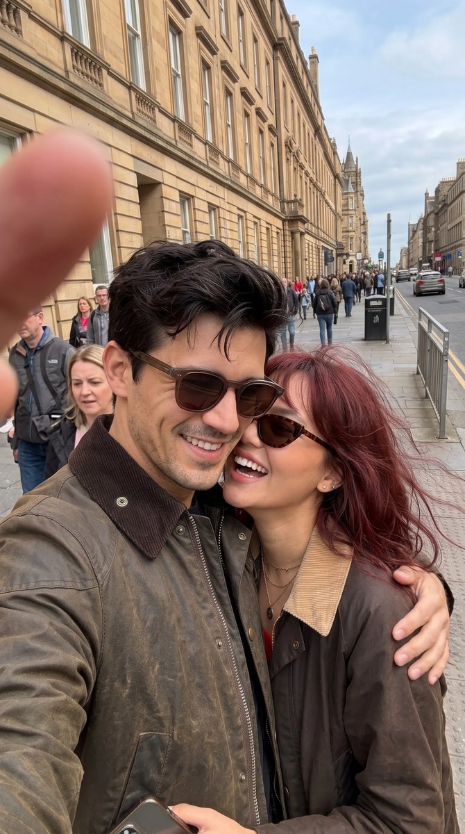 Windswept Couple Selfie in Historic Edinburgh output 7