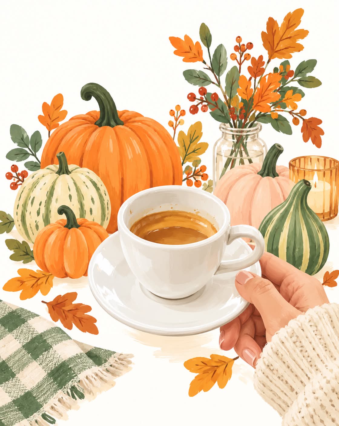 Playful Scandinavian Autumn Illustration output 3