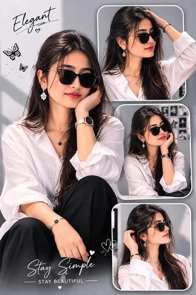 Black-and-White Collage Portrait of a Stylish Woman