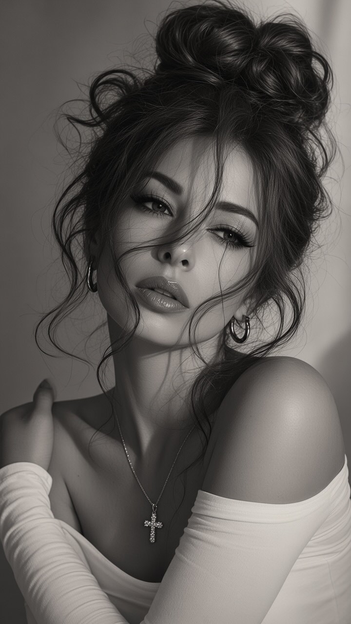 Vintage Black-and-White Fashion Close-Up output 1