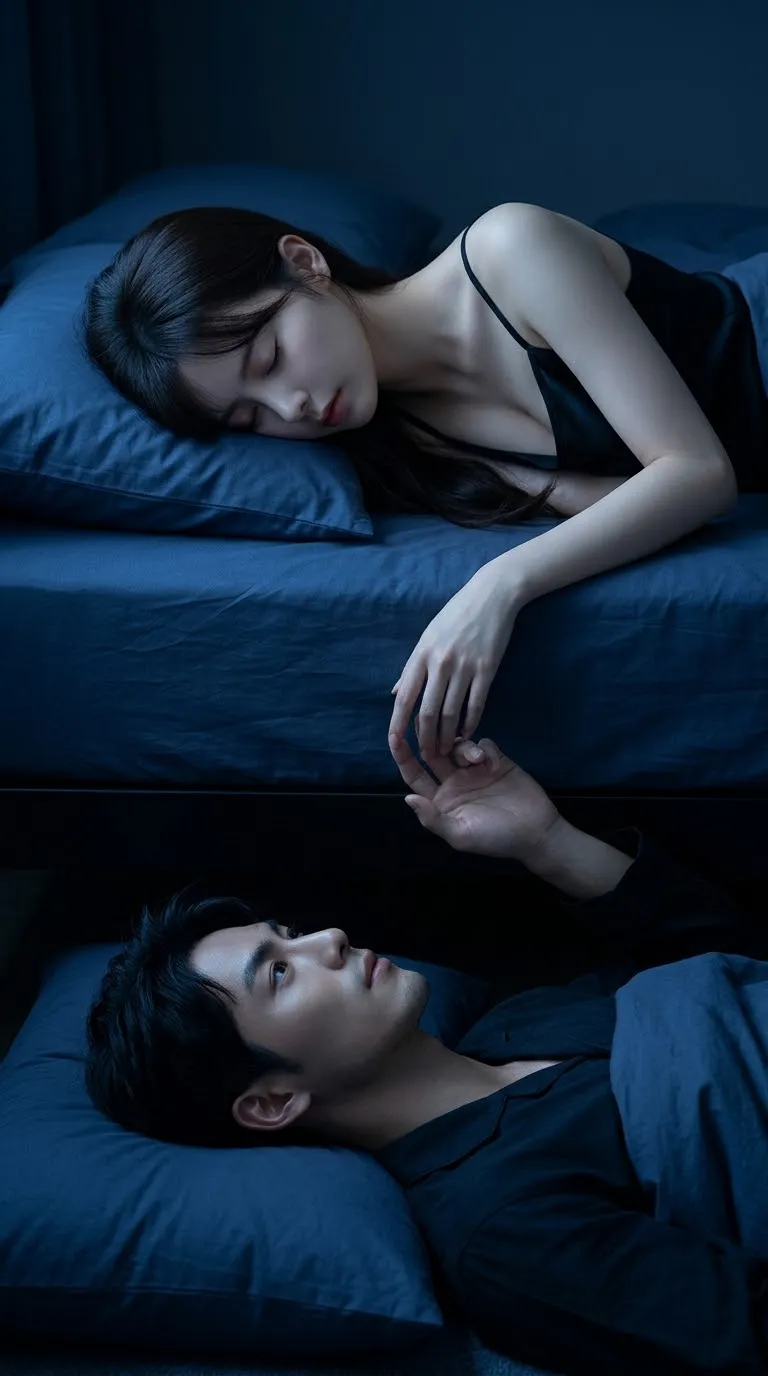 Longing Hands in a Moonlit Bedroom