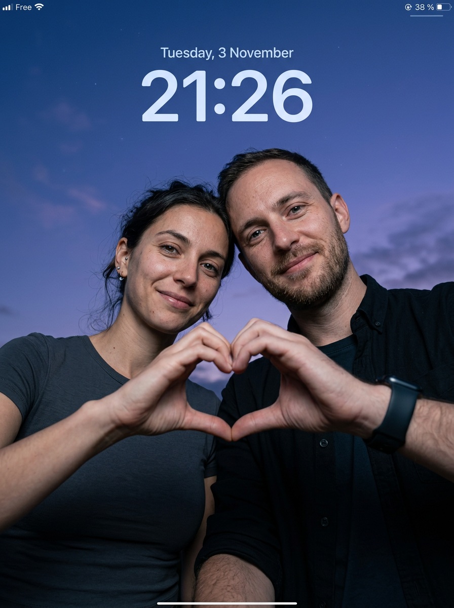 Realistic Couple Sky Selfie Lockscreen Wallpaper output 2