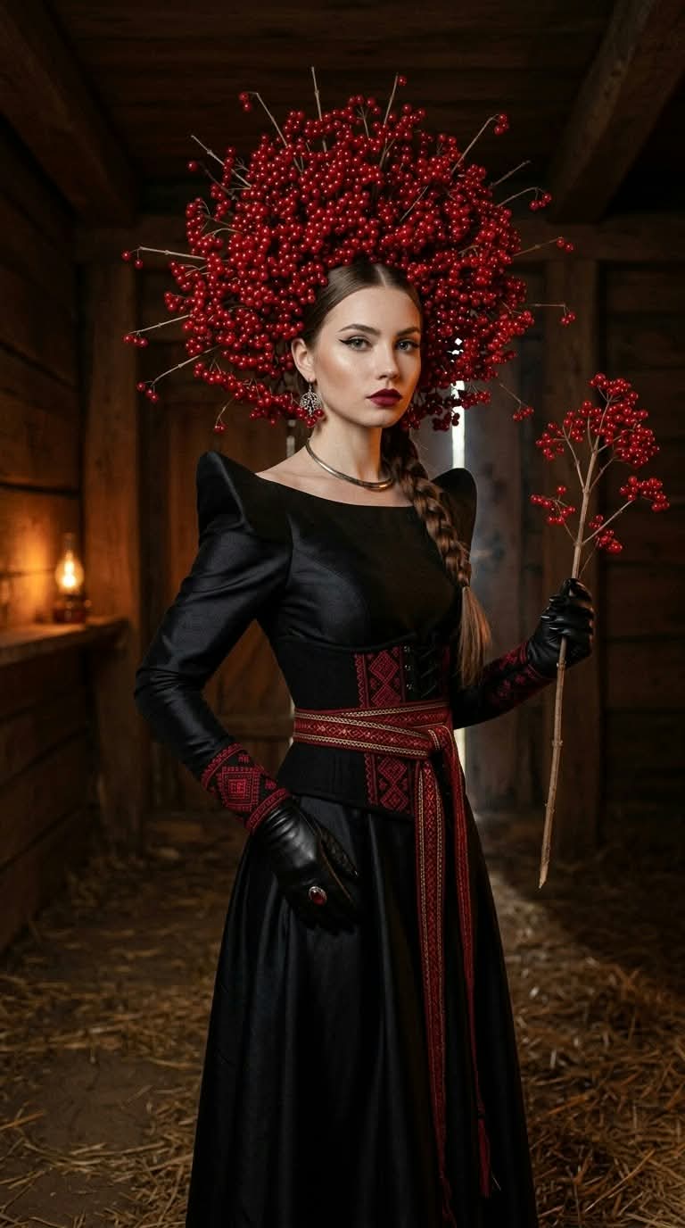 Regal Guelder-Rose Portrait in a Timber Granary