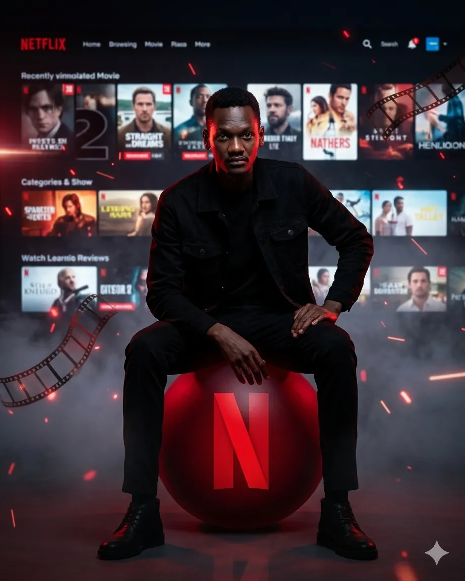 Cinematic Portrait on a Glowing Netflix N