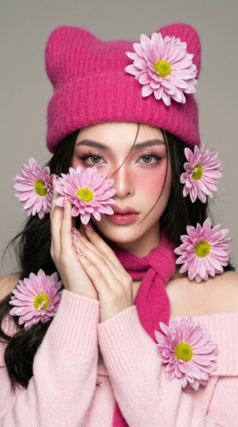 Poetic Winter Chrysanthemum Portrait