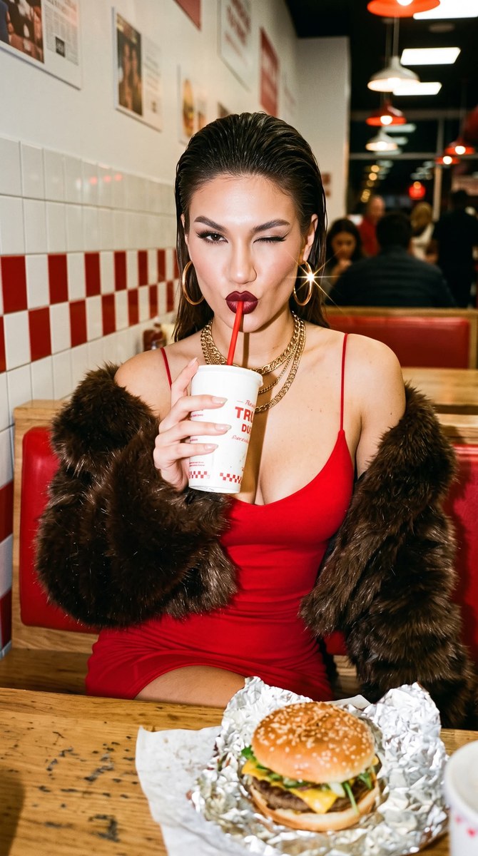 Glossy Fashion Editorial in a Classic Diner