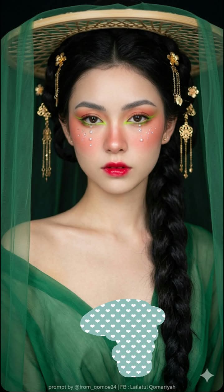 Emerald Hanfu Portrait with Artistic Glam Makeup output 4