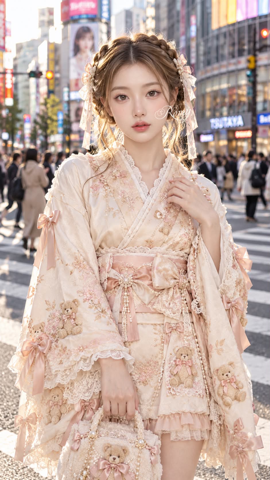 Pastel Kimono Street-Fashion Portrait in Tokyo output 4
