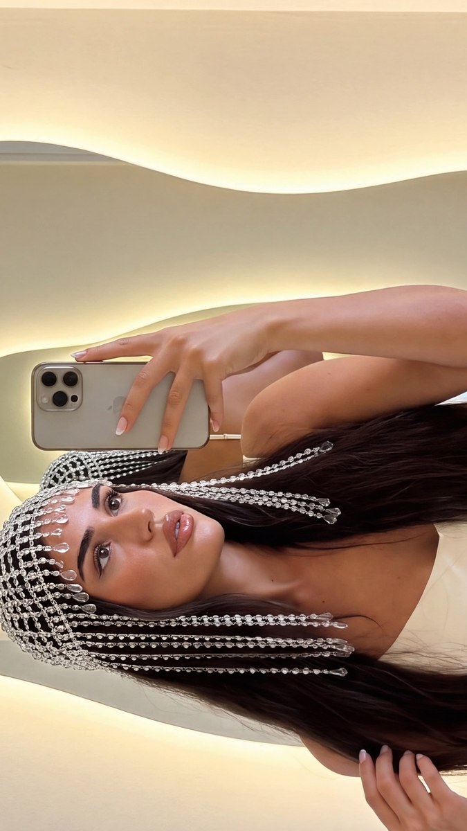 Photorealistic Crystal-Headpiece Mirror Selfie output 2