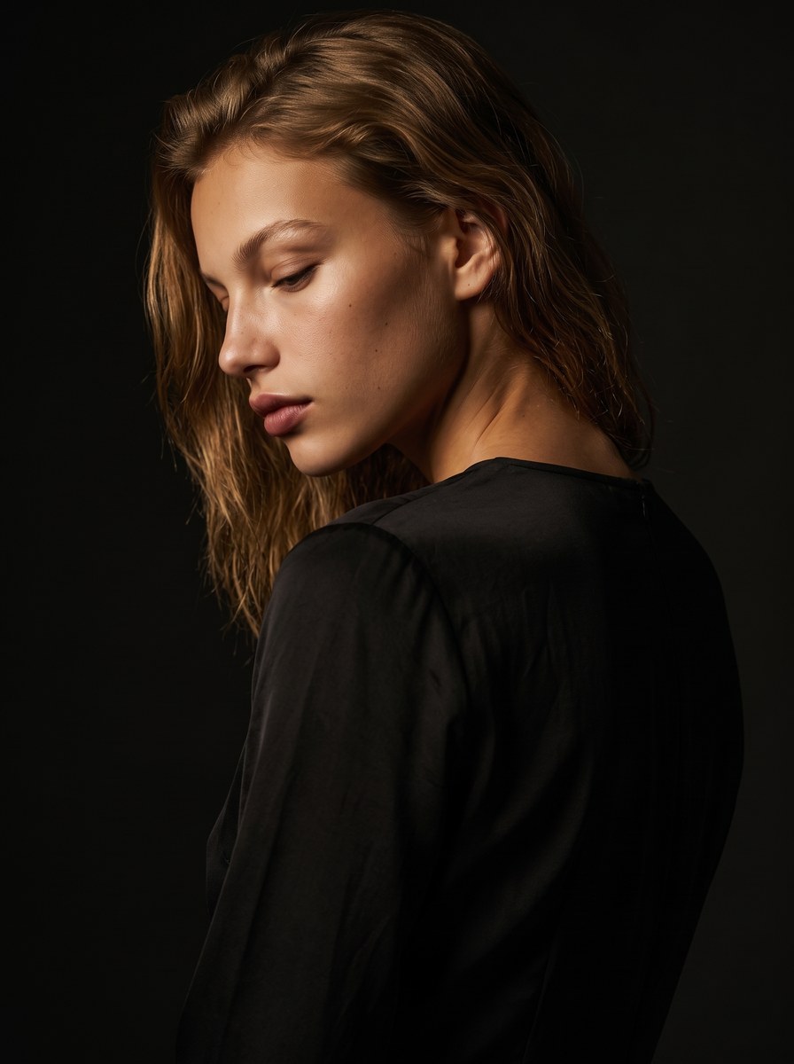 Cinematic Chiaroscuro Fashion Portrait output 3