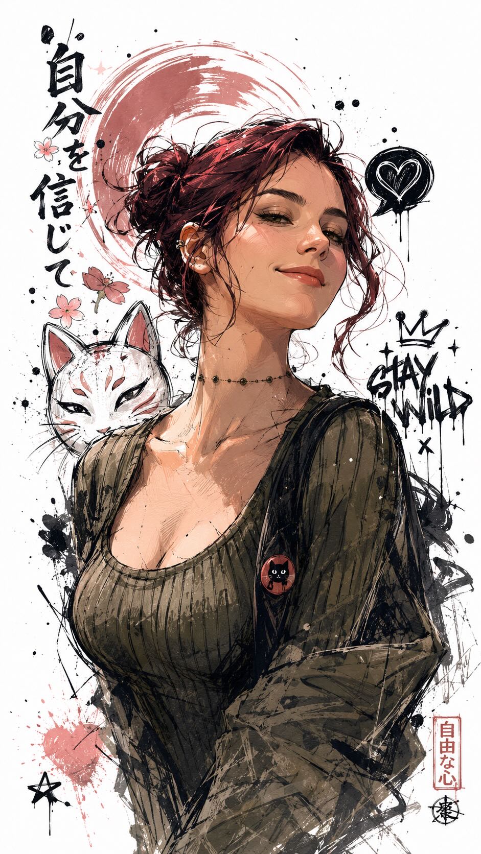 Anime-Inspired Graffiti Character Illustration output 2