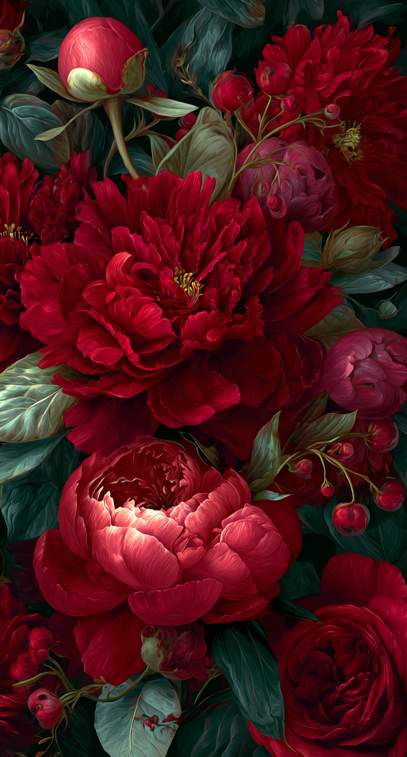 Realistic Red Floral Phone Wallpaper