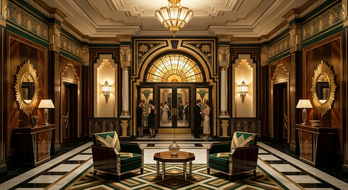 Generate an Opulent 1920s Art Deco Interior Scene