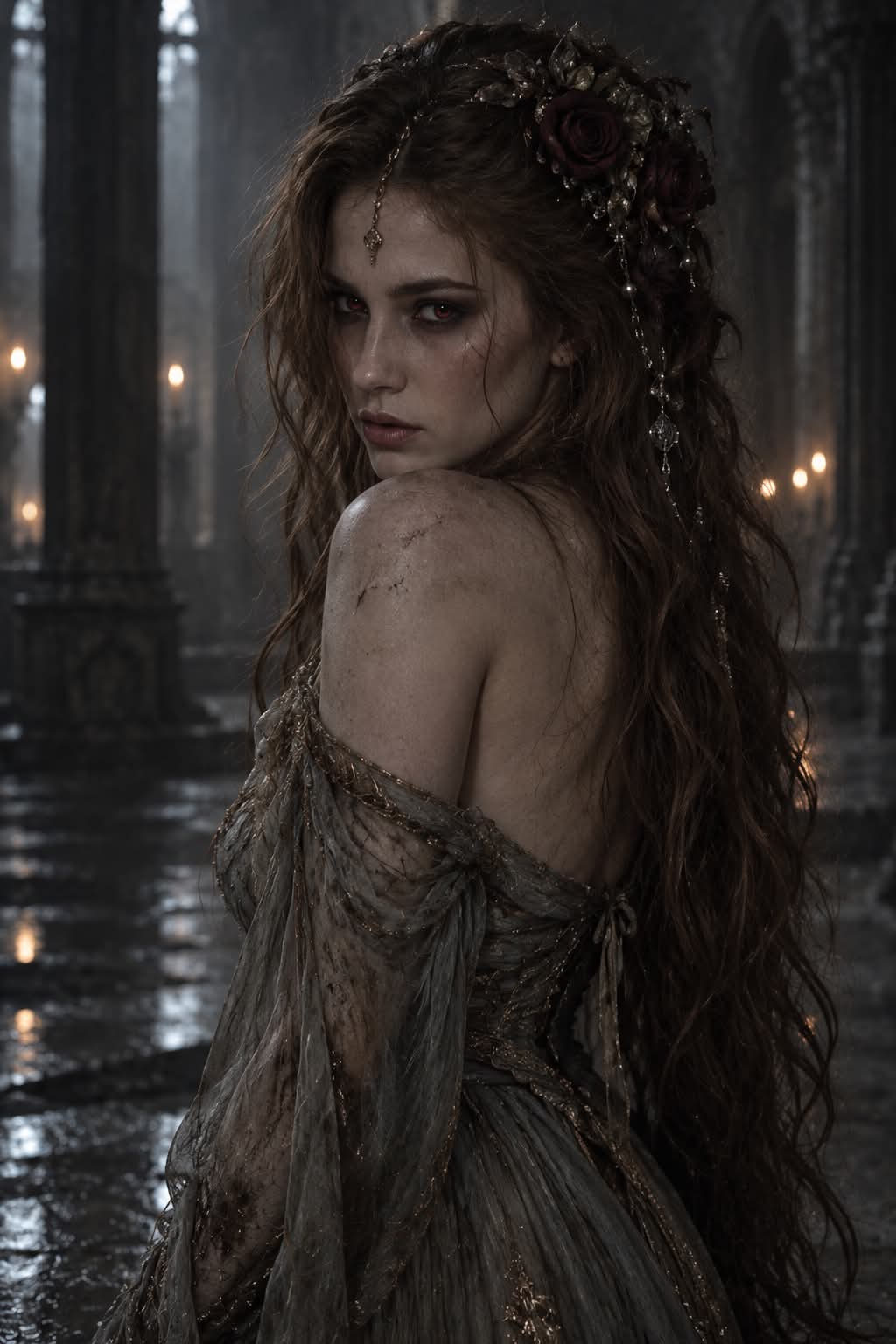 Gothic Woman in a Misty Field output 3
