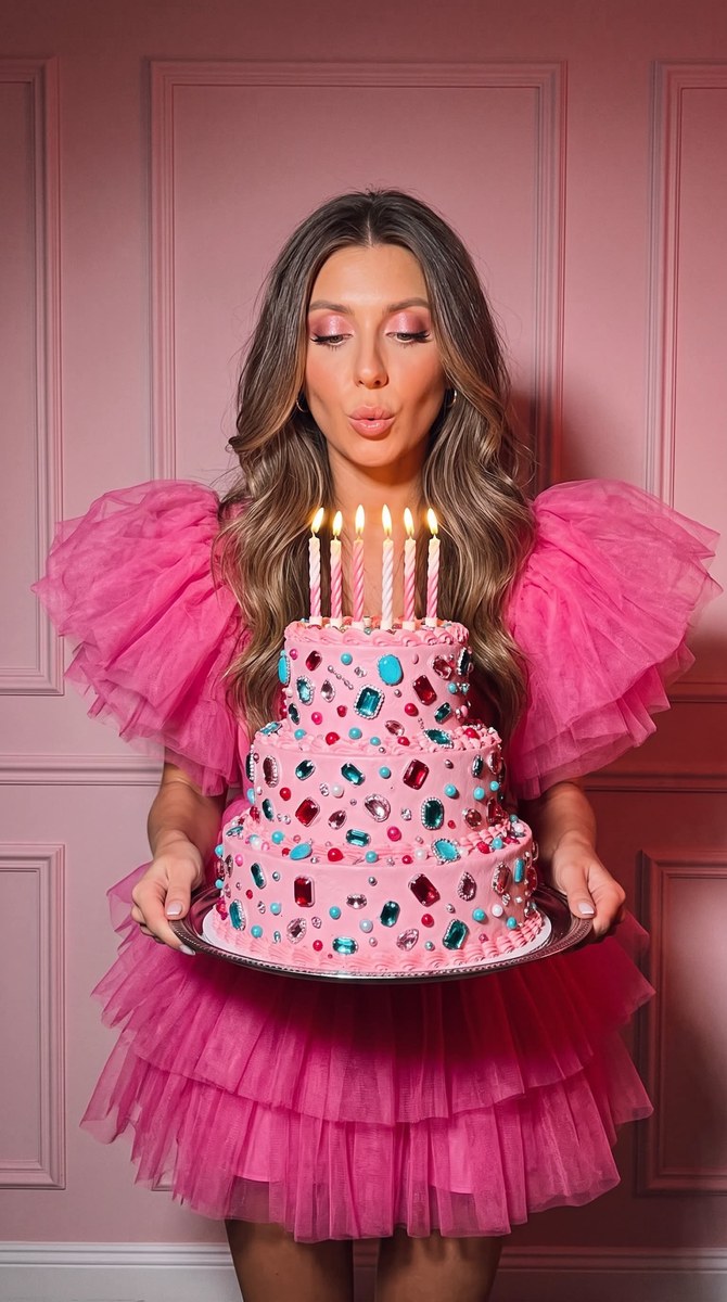 Pink Birthday Glam Fashion Portrait
