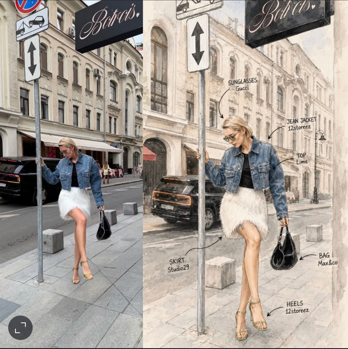 Watercolor Fashion Sketch with Labeled Callouts output 6