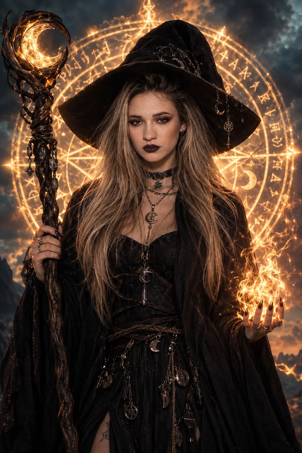 Photorealistic Halloween Witch Editorial Portrait output 2