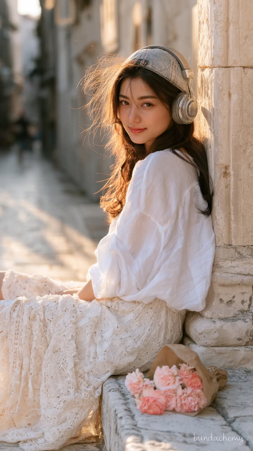 Golden-Hour Old Town Editorial Portrait output 3