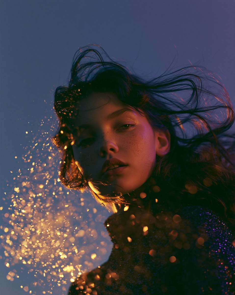 Glittering Hair Fashion Portrait