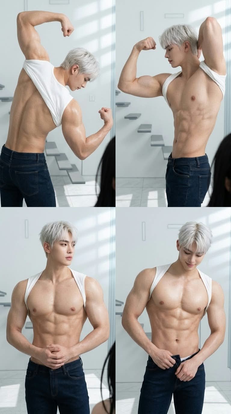 Photorealistic 2×2 Korean Fitness Editorial Collage output 2